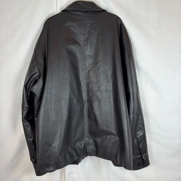 GAP Black Leather Jacket Zip-Up - Picture 4 of 14